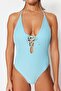 Blue Deep Low-cut Piping Glittered Regular Leg Swimsuit TBESS23MA00324 - 4