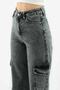 Smoked Snow Cargo Loose No Back Pocket Lycra Super High Waist Jean Trousers - 5