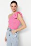 Pembe Tek Kol Fiyonk Detaylı Triko Bluz TPRSS22BZ0166 - 6