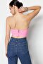 Pink K Crop Corset Detailed Woven Bustier Tprss21Bs0032 - 7