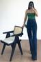 Talya Loose Lycra 90's Non-Fading Navy Blue High Waist Wide Leg Jeans Palazzo Trousers
