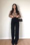 Jet Black Denim Fabric Wide Leg Women's Jeans - Black Fadeless Loose Palazzo Jeans - 6
