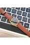 Retro Women's Leather Wristwatch, Minimal Design, Rose Gold Color, Vintage Design, Brown - 2