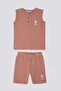 Blue Brown Baby Zero Sleeve T-shirt Set
