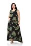 Large Size Thick Sling Bag Pocket Green Floral Long Viscose Dress - 5