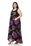 Large Size Thick Sling Bag Pocket Lilac Floral Long Viscose Dress - 4