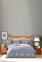 Evan Indigo Double 100% Cotton Satin Duvet Cover Set