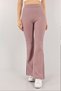 Women's Ribbed Striped Flare Leg High Waist Durable Knitted Fabric Gathering Leggings