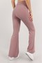 Women's Ribbed Striped Flare Leg High Waist Durable Knitted Fabric Gathering Leggings - 5