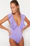 Lilac Deep Low-cut Flounce Normal Leg Swimsuit TBESS23MA00279 - 2