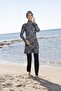 Women's Digital Patterned Hijab Swimsuit with Fully Covered Trousers - 6