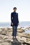 Women's Bonnet Trousers Digital Patterned Navy Blue Hijab Swimsuit - 3