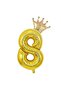8 Gold Numbers and King Crown Foil Balloon Birthday Party Celebration Set