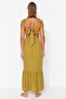 Khaki Maxi Woven Cut Out/Window Beach Dress TBESS23EL00085 - 6