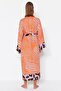 Leopar Desenli Dokuma Maxi Plaj Kuşaklı Kimono&Kaftan TBESS21KM0171 - 5