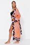 Leopar Desenli Dokuma Maxi Plaj Kuşaklı Kimono&Kaftan TBESS21KM0171 - 3