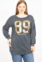 Women's Smoked Large Size Lacquer Printed Sweatshirt 65n35647 - 2