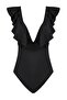 Black Deep Low-cut Flounce Normal Leg Swimsuit TBESS23MA00279 - 6