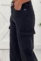 Alya Black Cargo Loose Back Pocketless Lycra Super High Waist Jean Trousers - 3