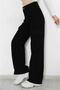 Alya Black Cargo Loose Back Pocketless Lycra Super High Waist Jean Trousers - 6