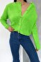 Women's Crew Neck Gold Buttoned Teddy Cardigan - 4