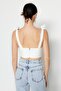 Ekru Crop Balenli Dokuma Büstiyer TPRSS22BS0024 - 6