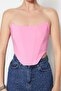 Pink K Crop Corset Detailed Woven Bustier Tprss21Bs0032 - 5