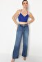 Cobalt Blue Crop Lined Woven Bustier TPRSS21BS0009 - 4