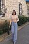 Snow Wash Blue Wide Leg Effect Zipper Super High Waist Jeans Loose Denim Trousers (New Season) - 4