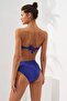 Cobalt Blue Clarke Strapless High Waist V-Cut Bikini Set with Removable Straps and Tie Detail - 2