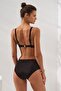 مجموعة بيكيني سوداء اللون من Underwire بأشرطة كتف قابلة للتعديل وخصر عالي ومغطاة - 2