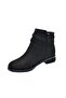 Women's Black Suede Zippered Chain Accessory Short Boots - 4