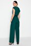 Emerald Green Belted Double-Breasted Collar Wide Leg Woven Jumpsuit TWOSS21TU0004 - 5