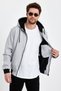Men's Gray Print Detail Embroidered Water Repellent Seasonal Spring Jacket Coat - 2