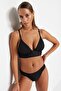 Siyah Dokulu Üçgen Push Uplı Bikini Üstü TBESS21BU0010 - 7