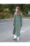 Authentic Knitwear Long Sleeve Tassel Detailed Washed Green 100% Cotton Maxi Dress - 4