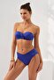Cobalt Blue Clarke Strapless High Waist V-Cut Bikini Set with Removable Straps and Tie Detail - 5