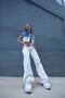 White Super High Waist Casual Straight Detail Jeans Palazzo Trousers (Super High) Wide Leg.