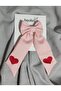 Girl's Heart Embroidered Pink Tailed Bow Clip Buckle