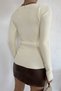 Women's Cream Sweetheart Neckline Ribbed Knitwear Sweater - 8