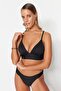 Siyah Dokulu Üçgen Push Uplı Bikini Üstü TBESS21BU0010 - 8
