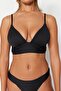 Siyah Dokulu Üçgen Push Uplı Bikini Üstü TBESS21BU0010 - 9