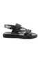 Men's Cross Strap Throw Sandals Black Vaketa Genuine Leather 21213218