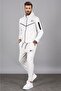 Ecru Hooded Jogger Men's Tracksuit Set 5673 - 3