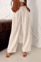 Women's Linen Textured Pleated Palazzo Trousers - 4