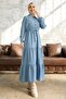 Betty Baby Collar Denim Dress - Light Blue