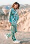 Pure Silk Shirt-Pants Set/Pajama Set| Turquoise Van Gogh Almond Tree| Nomads Felt - 6
