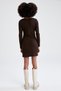 Bodycon Slim Fit Crew Neck Cutout Detailed Long Sleeve Camisole Mini Dress - 8