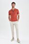 Slim Fit Polo Neck Cotton Combed T-Shirt - 2