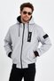 Men's Gray Print Detail Embroidered Water Repellent Seasonal Spring Jacket Coat - 5